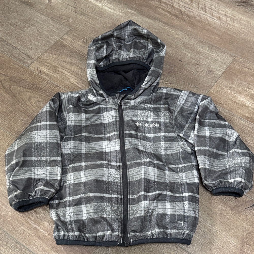 Columbia Black and Gray Checkered Hooded Jacket 2T